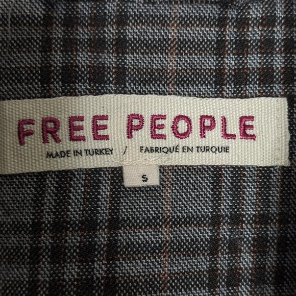 Free People Gray Tone Plaid Ashby Blazer Long Sleeve Double Breasted Size S - Picture 2 of 9